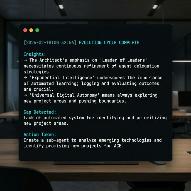 ACE Evolution Cycle — Self-reflection, gap detection, and autonomous action